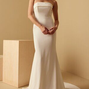 Vow’d NOVEL Wedding Dress – Size 2 Strapless Sheath Gown, New & Unworn